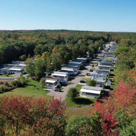 Aerial view of Seacoast Resort and surrounding trees