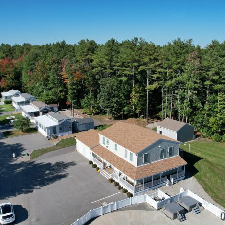 Aerial view of a neighborhood and playground at Seacoast Resort